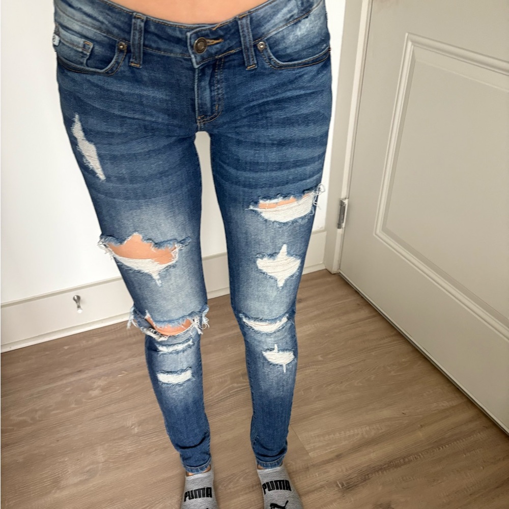 Distressed Blue Jeans